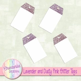 lavender and dusty pink glitter tags