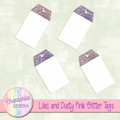 lilac and dusty pink glitter tags