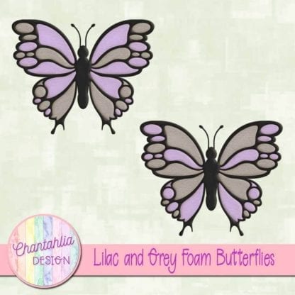 free lilac and grey foam butterflies