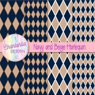 free navy and beige harlequin digital papers