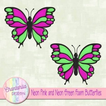 free neon pink and neon green foam butterflies