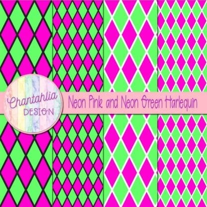 free neon pink and neon green harlequin digital papers