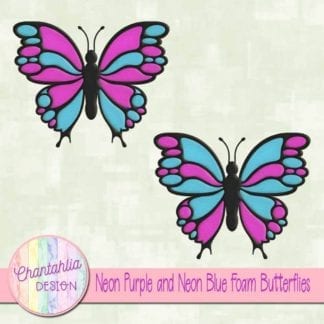 free neon purple and neon blue foam butterflies