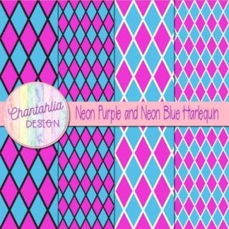 free neon purple and neon blue harlequin digital papers