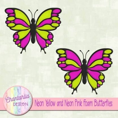 free neon yellow and neon pink foam butterflies