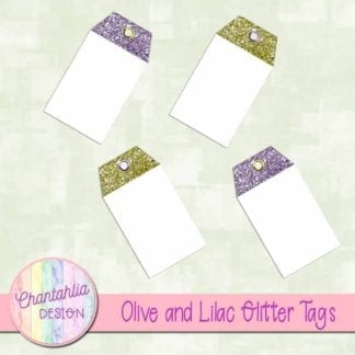 olive and lilac glitter tags