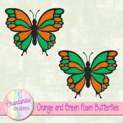 free orange and green foam butterflies