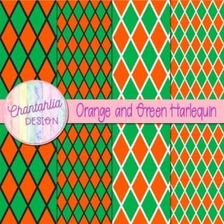 orange and green harlequin digital papers