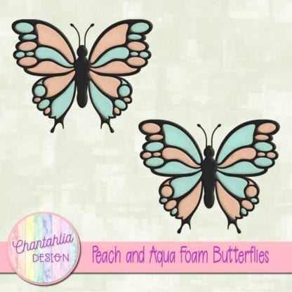 free peach and aqua foam butterflies