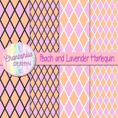 free peach and lavender harlequin digital papers