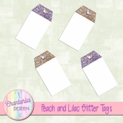 peach and lilac glitter tags