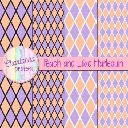 free peach and lilac harlequin digital papers