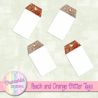 peach and orange glitter tags