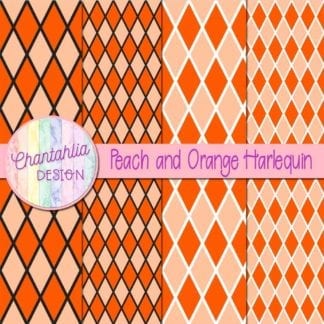 free peach and orange harlequin digital papers