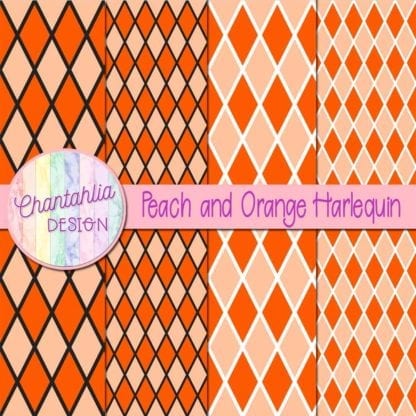 free peach and orange harlequin digital papers