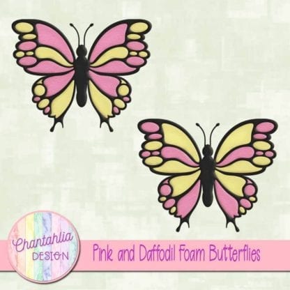 free pink and daffodil foam butterflies