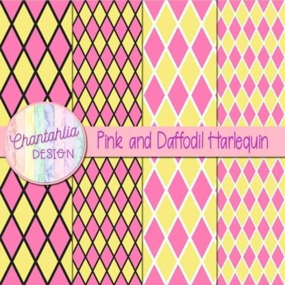 free pink and daffodil harlequin digital papers