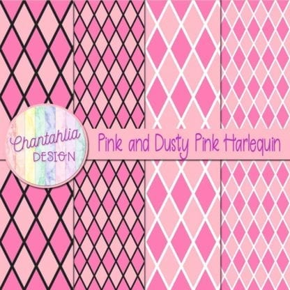free pink and dusty pink harlequin digital papers