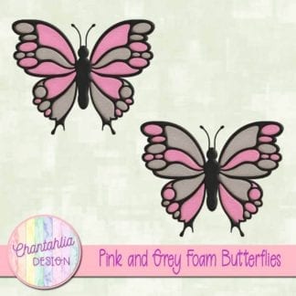 free pink and grey foam butterflies
