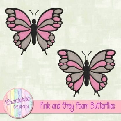 free pink and grey foam butterflies