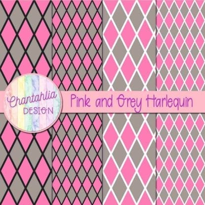 free pink and grey harlequin digital papers