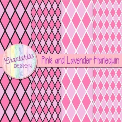 free pink and lavender harlequin digital papers