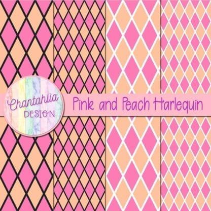 free pink and peach harlequin digital papers