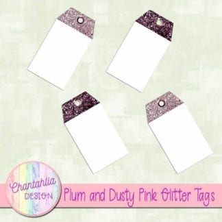 plum and dusty pink glitter tags