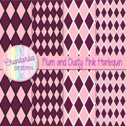 free plum and dusty pink harlequin digital papers