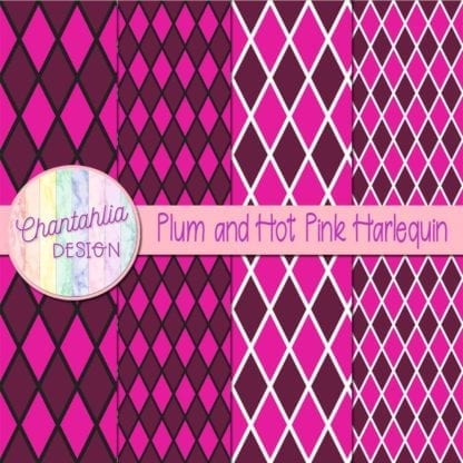 free plum and hot pink harlequin digital papers