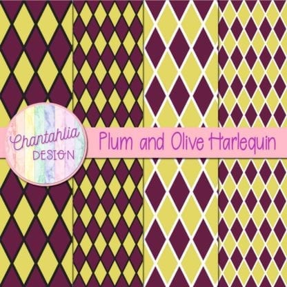 free plum and olive harlequin digital papers