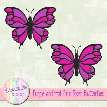 free purple and hot pink foam butterflies