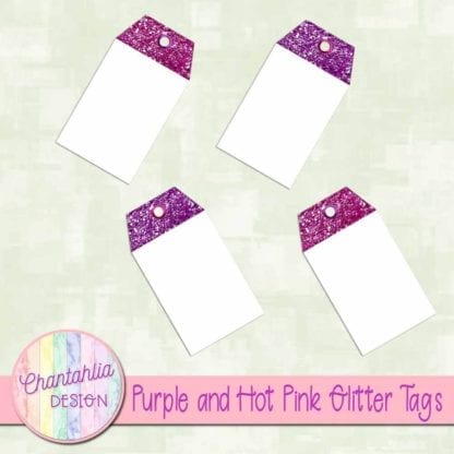 purple and hot pink glitter tags