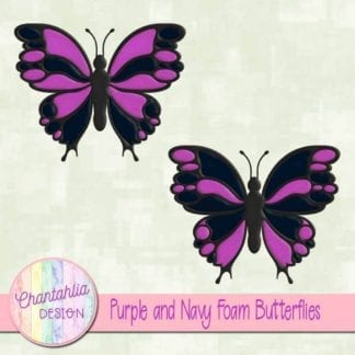 free purple and navy foam butterflies