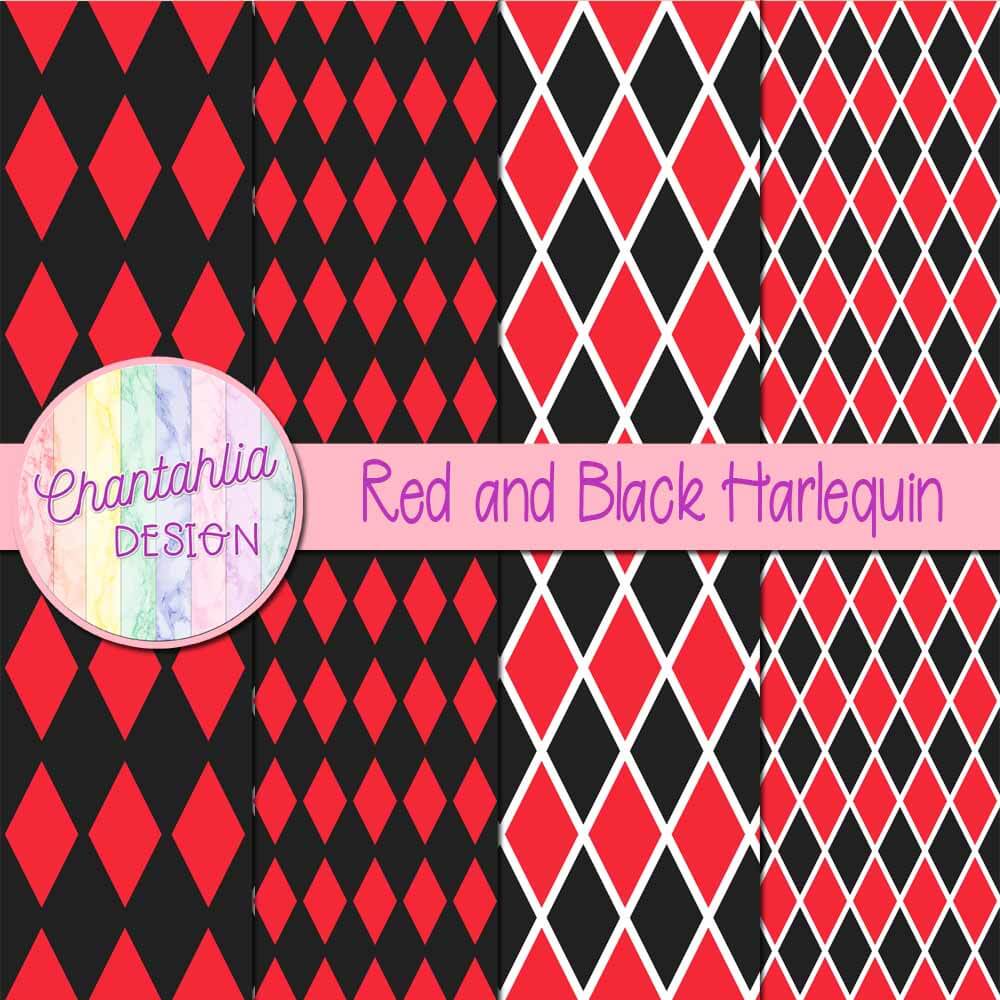 Free Red And Black Harlequin Digital Papers