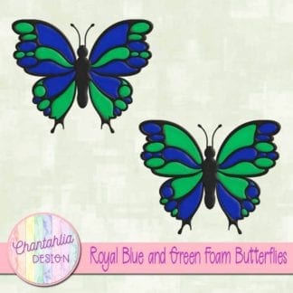 free royal blue and green foam butterflies