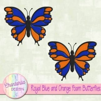 free royal blue and orange foam butterflies