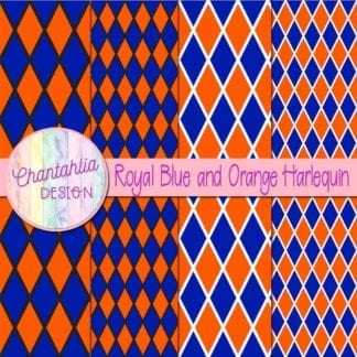 free royal blue and orange harlequin digital papers