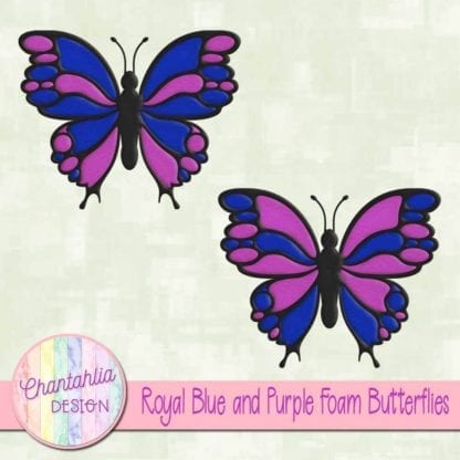 free royal blue and purple foam butterflies