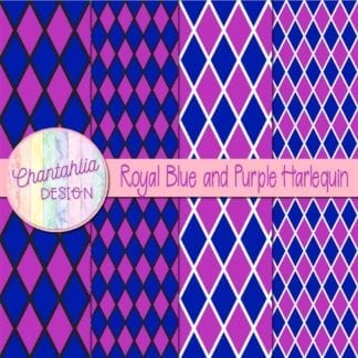 free royal blue and purple harlequin digital papers