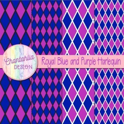 free royal blue and purple harlequin digital papers