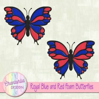 free royal blue and red foam butterflies