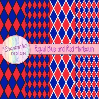 free royal blue and red harlequin digital papers
