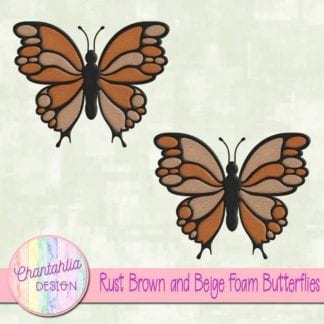 free rust brown and beige foam butterflies