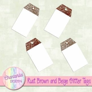 rust brown and beige glitter tags