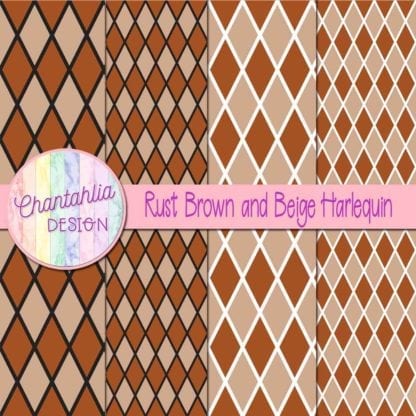 free rust brown and beige harlequin digital papers