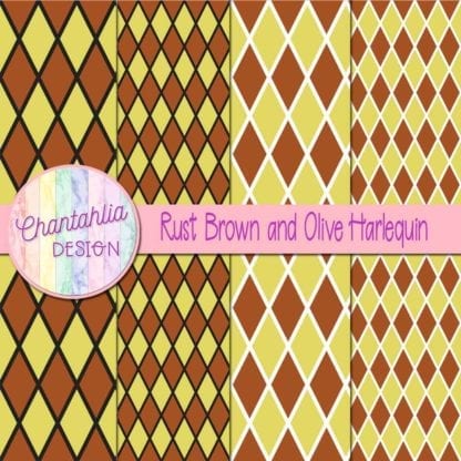 free rust brown and olive harlequin digital papers