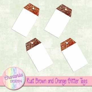 rust brown and orange glitter tags