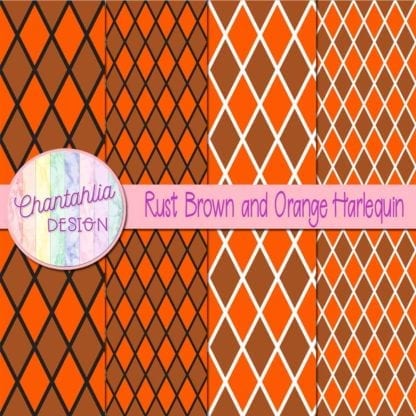 free rust brown and orange harlequin digital papers