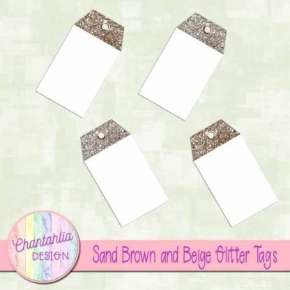 sand brown and beige glitter tags